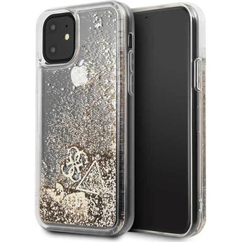 GUESS Калъф за Apple iPhone 11, хибриден, Guess Glitter Hard GUHCN61GLHFLGO, златист (GUHCN61GLHFLGO)