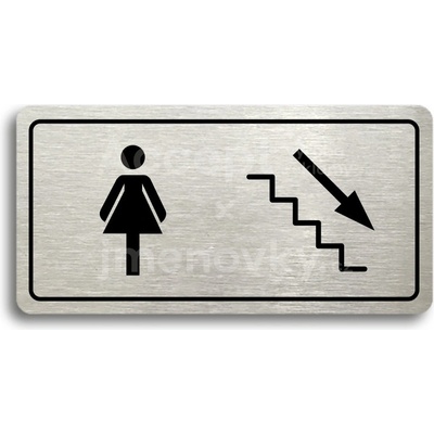 ACCEPT Piktogram WC ŽENY VPRAVO DOLŮ - stříbrná tabulka - černý tisk