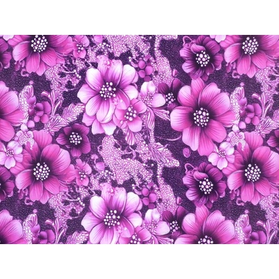 purpurová viskózová šatovka 3417 s květy