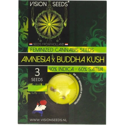 Vision Seeds Amnesia X Buddha Kush semienka neobsahujú THC 3 ks