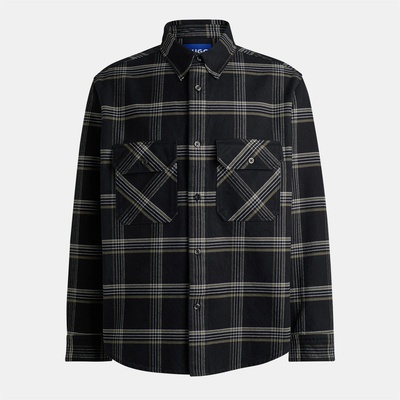 Hugo Риза с дълъг ръкав Hugo Men's Oversized Check Cotton Long Sleeve Overshirt - Black 001