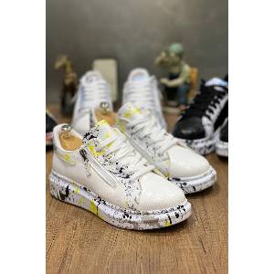 BOA Shoes Мъжки обувки с връзки kb02 - Бели с Жълт #383553 (383553_Бяло)