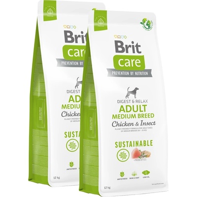 Brit Care Sustainable Adult Medium Breed Chicken & Insect 2 x 12 kg