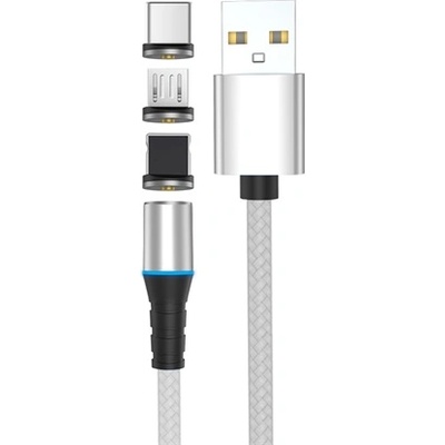 Stansson 1 м кабел с магнитна глава 3в1 microUSB/Type-C/Lightning с оплетка CL-158 (CL-158)