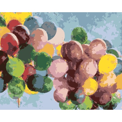 ZUTY Maľovanie podľa čísel FAREBNÉ NARODENINOVÉ BALÓNIKY Rámovanie vypnuté plátno na rám Rozmer 80 x 100 cm
