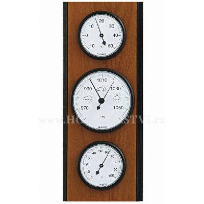 Barometr s teploměrem a vlhkoměrem na dřevěné podložce B203099