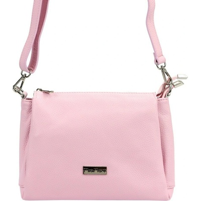 Mia More Mia More Itálie Malá/střední tříoddílová kožená světlerůžová crossbody kabelka no. 002