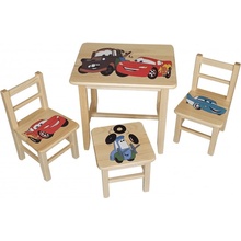 Drew-mix Detský stôl z dreva so stoličkami Auta Vzor 6