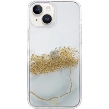 Púzdro DFANS DESIGN transparentné mramorové s kamienkami iPhone 13 - biele