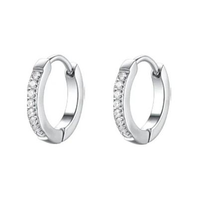 Luca Barra Náušnice kroužky z chirurgické oceli s krystaly 13 mm OK1552