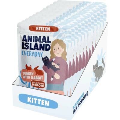 ANIMAL ISLAND Everyday Kitten Turkey with rabbit in broth 12x85 g