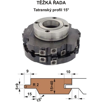 Sada fréz na pero a drážku s VBD 560 CF 160x40 / 4z - Tatranský profil 15° - TĚŽKÁ ŘADA