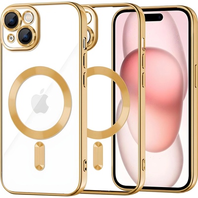 Techsuit Luxury Crystal MagSafe калъф за Apple iPhone 15 - Златен KP38097 (38097)