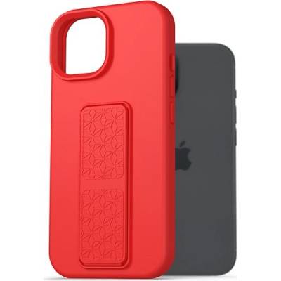 Púzdro AlzaGuard Liquid Silicone Case with Stand iPhone 15 červené
