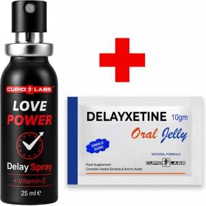 CUPID LABS Задържащ спрей Love Power + Желе за забавяне на еякулацията Delayxetine