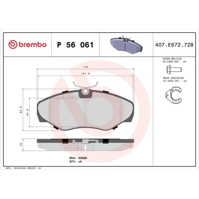Sada brzdových platničiek kotúčovej brzdy BREMBO P 56 061