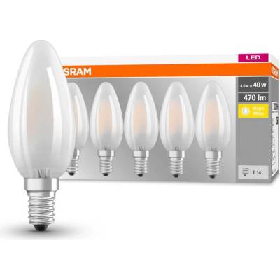 Osram sada 5x LED filamentová žárovka E14, Candle, 4W, 470lm, 2700K, teplá bílá