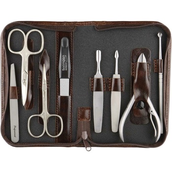 Solingen Kožená sada na manikúru s nožnicami 925-89 hnedá