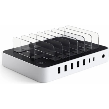 Satechi Multi Dock 7 Port USB-C Station - док станция с 5xUSB и 2xUSB-C гнезда за зареждане за таблети и смартфони (бял)