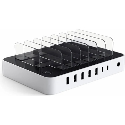 Satechi Multi Dock 7 Port USB-C Station - док станция с 5xUSB и 2xUSB-C гнезда за зареждане за таблети и смартфони (бял)