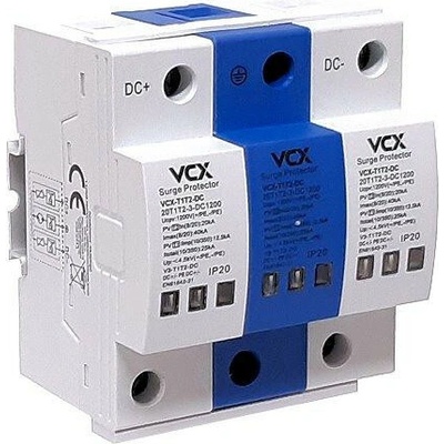 VCX 20T1T2-3-DC1200 DC přepěťová ochrana třída T1T2 (B+C) 3P 1200V 25 kA GDT s plynovým jiskřištěm