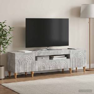 vidaXL LED телевизионен кабинет ALKMAAR 153 x 35 x 43 см Бетонно сиво (896248)