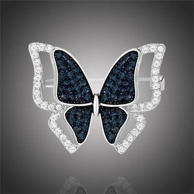 Éternelle luxusní brož se zirkony Crystal Butterfly motýl B2272-LXT0537A Stříbrná