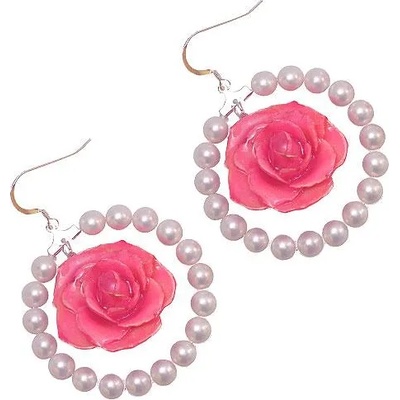 Dannyra Обици с перли и цветчета от роза Pink love Dannyra Jewels