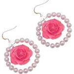 Dannyra Обици с перли и цветчета от роза Pink love Dannyra Jewels