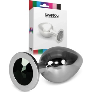  Метален плъг с кристали, размер L, 10, 2см. - Rosebud Classic Black (LVTOY00619)