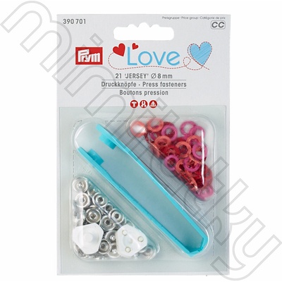 Knoflík stiskací JERSEY 8 mm PRYM LOVE - růžové, oranžové, červené
