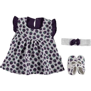 Breeze Рокля на лилави плодчета в комплект с пантофки и лента за глава