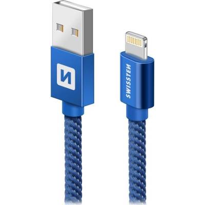 Swissten kabel Textile Lightning 1,2m, modrá
