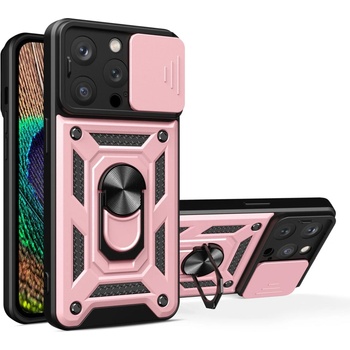 HQWear Кейс с протектор за камера HQWear Hybrid Armor Camshield за iPhone 15 Pro Max, розов (9145576280850)