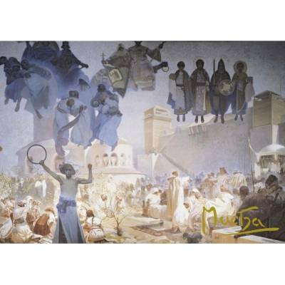 Pohled Alfons Mucha Slovanská epopej – Zavedení slovanské liturgie, krátký