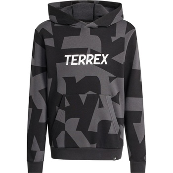 adidas Terrex Детски суичър adidas Terrex Kid's MT AOP Logo Hoodie - Carbon / Black - размер 170 (EU) (704-5877-0116)