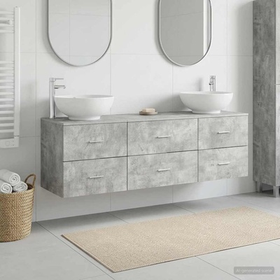 vidaXL Комплект мебели за баня 3 бр. Бетонно сиво 49, 5 x 44, 5 x 65 см (3405894)