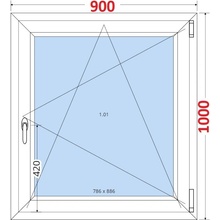 SMART Plastové okno 90x100, Otevíravé a sklopné