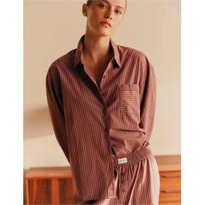 Marks & Spencer Раирана пижамна риза, чист памук Marks & Spencer червена Marks & Spencer | Cherven | ЖЕНИ | 8