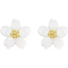 For Silver Puzetové náušnice Bílý Květ ze shell mušle - Stříbro 925