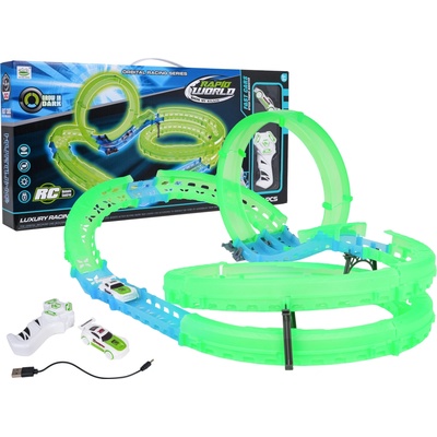 RKToys Svítící autodráha s LED autíčkem a ovladačem 35 dílů