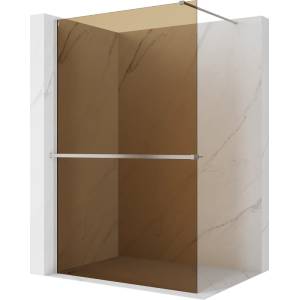 Mexen Kioto+ душ кабина с рафт Walk-in 120 x 200 см, бронз 8 мм, четкан никел (800-120-121-97-32)