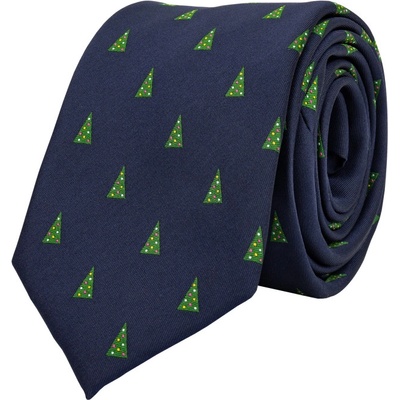 Bubibubi kravata vianočné stromčeky II. tmavomodrá
