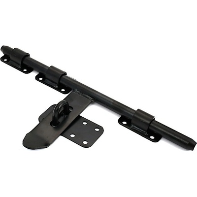 Zástrč uzamykatelná pro vrata a dveře s okem pro visací zámek 340mm Povrch: černý, Délka v mm: 340