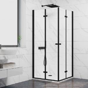 Inter Ceramic Стъклен параван за баня 114ВМ, сгъваем, черен мат 90x200 см