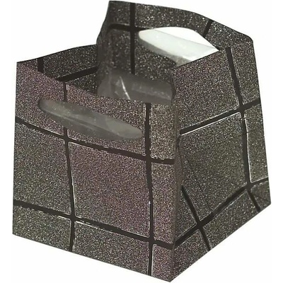 Darčeková taška 65x65x65 mm čierna s trblietkami