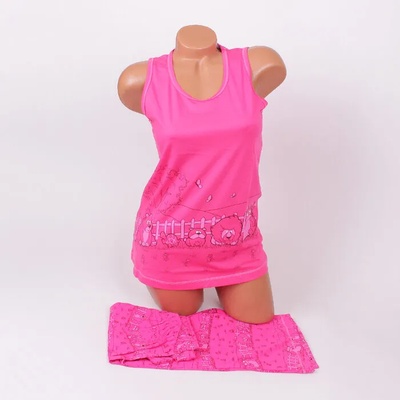 Свежа памучна пижама в цикламен цвят с животни