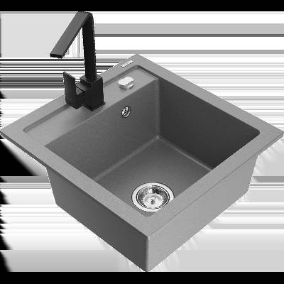 Vito Гранитна мивка с 1 корито и кухненски смесител Rita, сив - 6503-71-670300-70 (6503-71-670300-70)