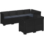 vidaXL Диван за градина за 7 души с възглавници и ратанов вид ПП (3444145)