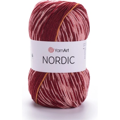 Yarn Art příze Nordic 667 oranžová červená, světle růžová